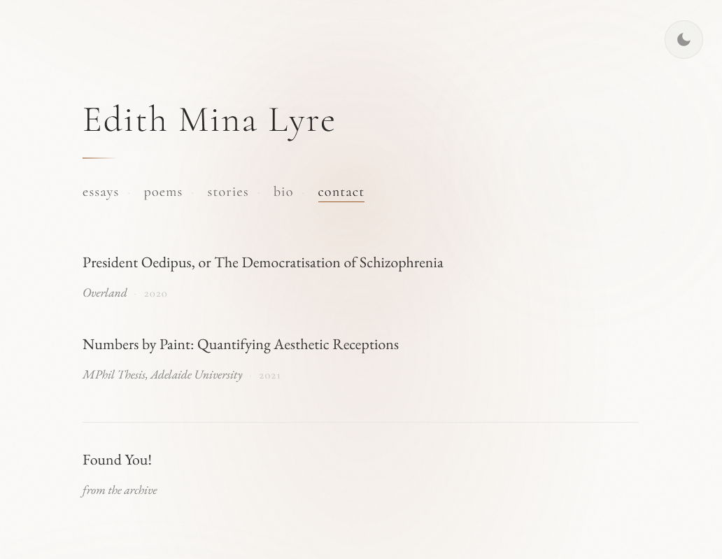 Edith Mina Lyre portfolio website